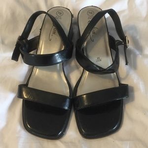 Black Strappy Block Heel Sandals